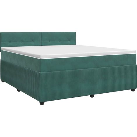 Maison Exclusive - Letto box spring con materasso Verde Scuro 140 x 190 cm Velluto (1/5)
