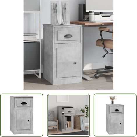 The Living Store Beistellschrank mit Schublade Betongrau 40x50x75 cm - Schreibtischregal - Wohnzimmermöbel - Kommode - Holzmöbel - Beton Grau Möbel (1/5)