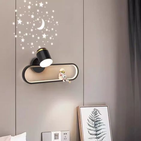 Applique murale de style bohème en forgé et avec source lumineuse LED intégrée chevet . fer aluminium noire (1/5)