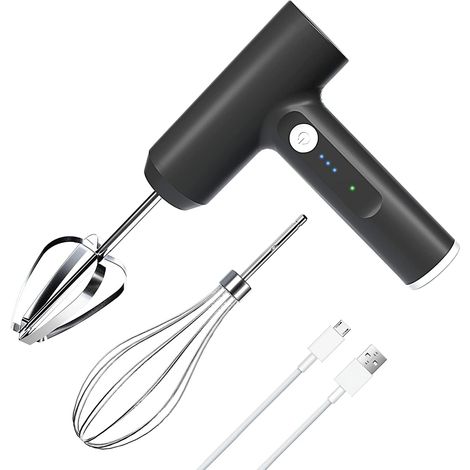 Batteur à main sans fil - LHBD Batteur électrique portable rechargeable par USB avec contrôle automatique à 3 vitesses, fouet en acier inoxydable 304 et fouet ballon pour la maison/le bureau/l'extérie (1/4)