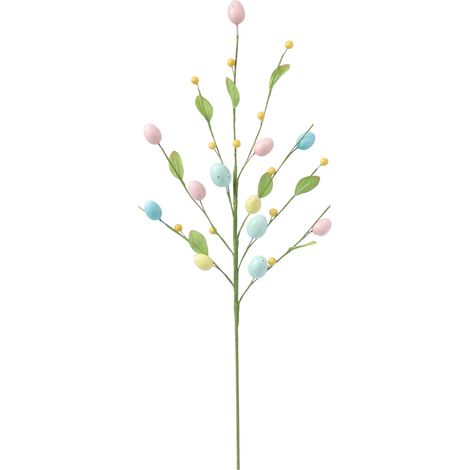 Bouquet D Oeufs De Paques - Tige Florale Decorative Avec Oeufs Et Feuilles - Decoration De Table Et Bureau Pour Fete De Paques - 1 Piece (1/5)