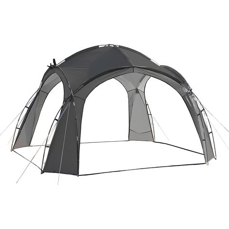 Gazebo padiglione da giardino tenda da festa tenda da giardino per esterni resistente alle intemperie, poliestere 190T, fibra di vetro grigio, H 230 cm