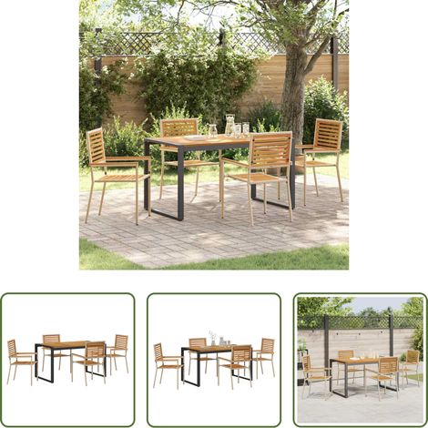 Gartentisch - Garten Essgruppe 5 pcs Beige und Braun Poly-Rattan (1/5)