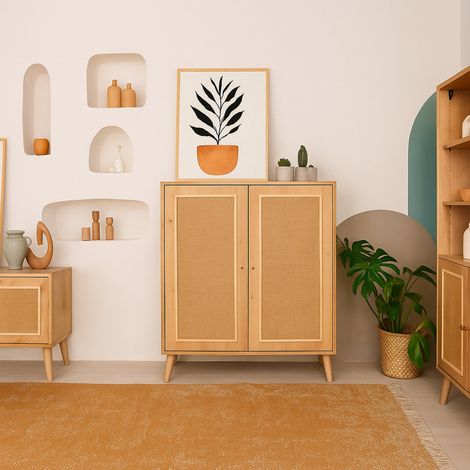 Dmora - Kommode Solaris, Wohnzimmerbuffet, Wohnzimmer-Sideboard, Moderne Küchen-Speisekammer, 90x40h110 cm, Eiche, mit verstärkter Verpackung (1/4)