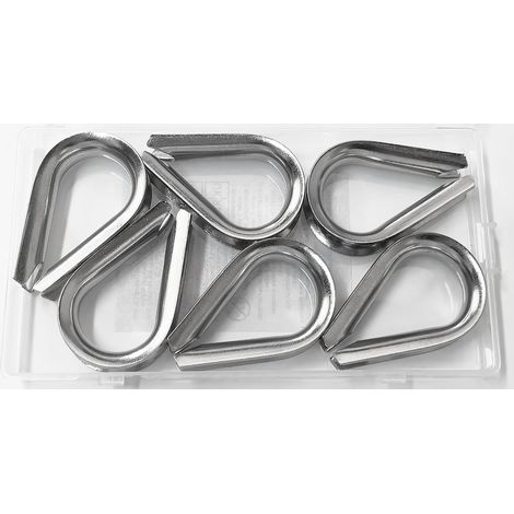 6 Pièces M10 Cosses de Câble en Acier Inoxydable 304, Outils de Gréement de Câble, Cosse Coeur, pour Bateau, Voile D'ombrage, Clôture