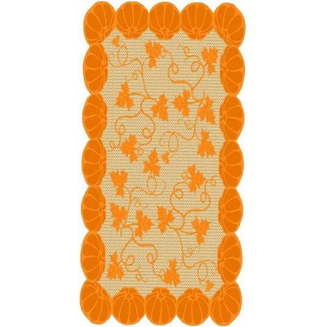 Nappe 152 x 213 cm à motifs de feuilles d'érable et de citrouilles, idéale pour Thanksgiving. (1/5)