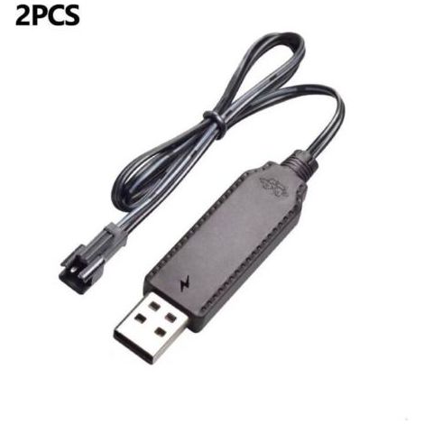 Confezione da 2 cavi di ricarica USB 3.6V 3.7V per batterie ricaricabili LiPo SM-2 pin utilizzate in giocattoli telecomandati, auto, carri armati, camion, treni, barche