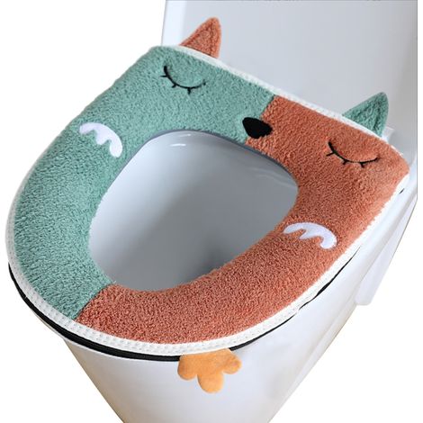 Coussin de siège de toilette, housse de toilette, chauffe-toilettes, lavable et réutilisable, housse de toilette facile à installer (1/5)