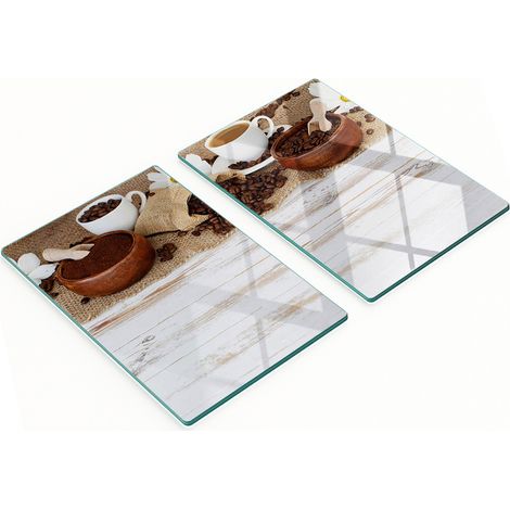 Dekorative Glas-Küchenschneidebretter und Kaffeetassen-Motiv, 2 x 40 x 52 cm (1/5)