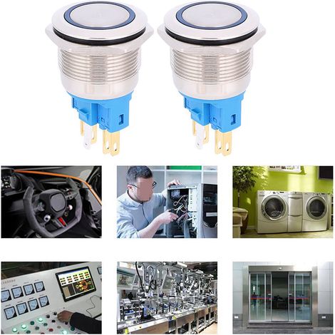 2-teiliger Reset-Druckknopfring 22 mm IP65 12–24 V DC 6-polig Zubehör Blau (1/5)