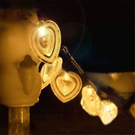 Guirlande Lumineuse Solaire Coeur D'amour Jardin, Étanche 20ft 30LED Fée Solaires Lumière pour Exterieur Interieur Mariage Fête Noël Saint Valentin Ambiance Éclairage Décoration (Rose)
