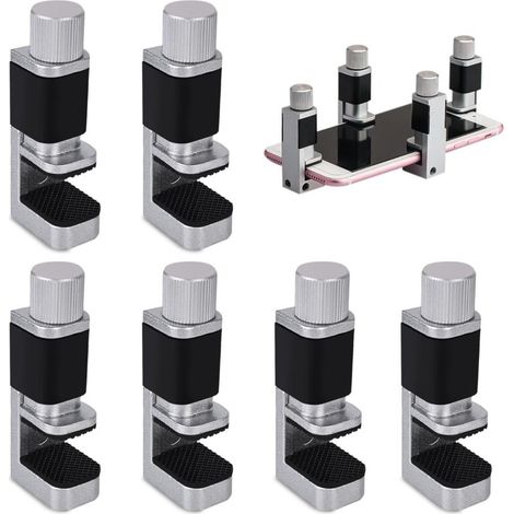 Set mit 6 verstellbaren Metall-Bildschirmklemmen – Für LCD-Bildschirme – Verstellbares Reparaturwerkzeug für Smartphones und Computer