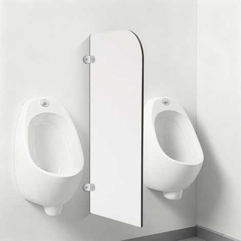 HAUTOUR Paroi d'urinoir - Paroi de séparation pour WC - 90 x 40 cm - En stratifié haute pression avec angle en acier inoxydable et surface imperméable - Montage mural pour toilettes publiques, écoles, (1/5)