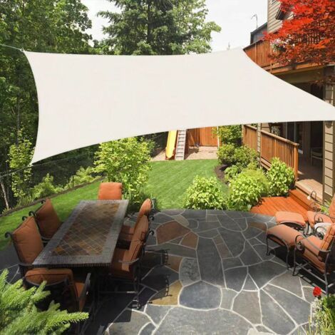 Rectangular Shade Sail 2x3m Breathable Shade Cloth HDPE 95% UV Protection for Outdoor Garden Terrace, Cream (1/4)