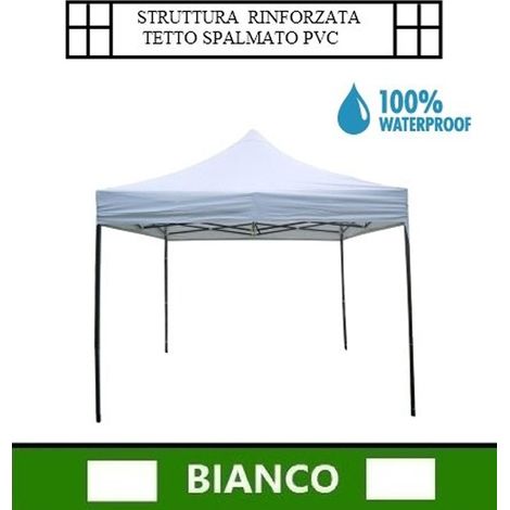 Gazebo pieghevole impermeabile in alluminio 3x3m Bianco - Mod. Super Ignis