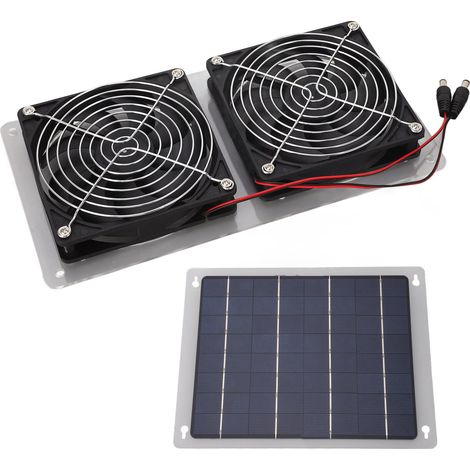 Kit de ventilateur solaire 100 W pour ventilation extérieure, extracteur d'air et refroidissement, idéal pour niche pour animaux ou grenier. (1/5)