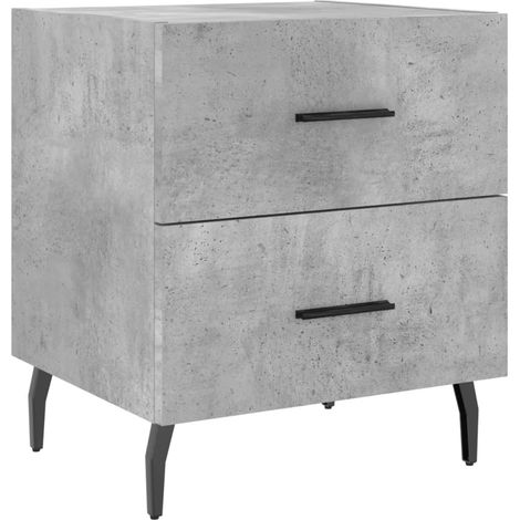 Mesita de noche con cajones 40 x 35 x 47,5 cm madera de ingeniería gris y hierro DEC033986