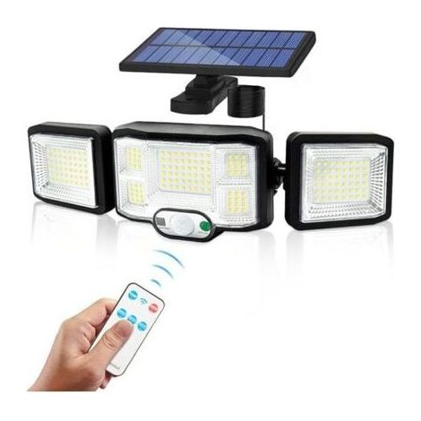 Solaire Lumiere Exterieur Applique Murale Luminaire LED 3 Têtes 192 LEDs Detecteur Mouvement Sécurité Projecteur Eclairage IP65 Etan (1/4)