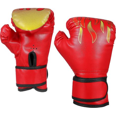 Gants de Muay Thai pour enfants, gants de protection, 2 paires, rouges, confortables (1/5)