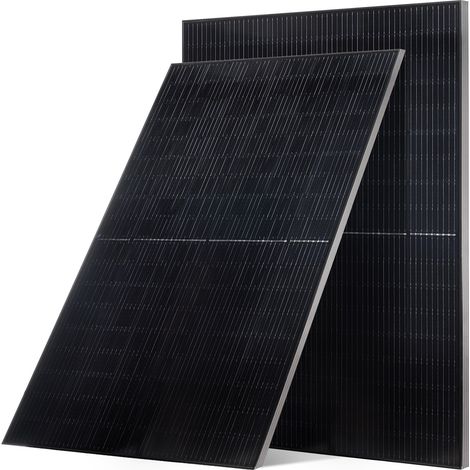 Panneau Solaire Monocristallin 400 W Panneau Photovoltaïque 2 PCS Haut Rendement 23 % pour Hors Réseau Toit Plat Voiture Bateau Camping-car, avec Sortie MC4 Stable, Cadre Aluminium, Étanche IP65 (1/5)