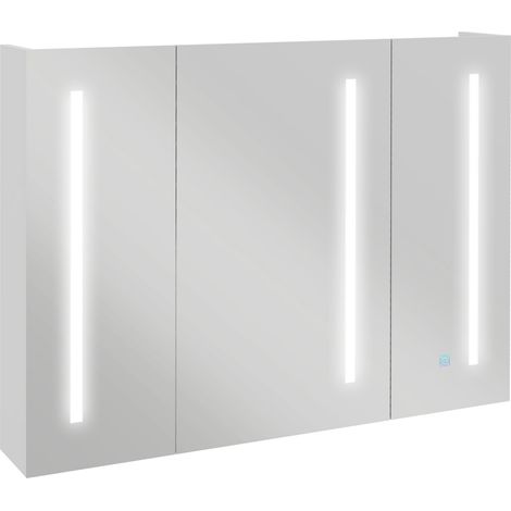 Armoire de toilette avec miroir et éclairage, meuble de rangement avec port USB et étagère réglable, 90 x 15 x 70 cm, blanc