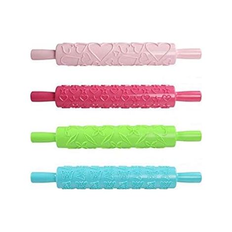 12 Designs Non-stick Rolling Pin Set Fondant Embossing Tool for Creative Cookies and Home Baking Decorations (Assorted Colour) (1/5)