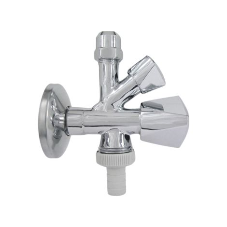 AquaCraft Kombi-Eckventil YRBA61001000121 m. Kunststoff Tülle & Rosette, 1/2", selbstdichtend, verchromt