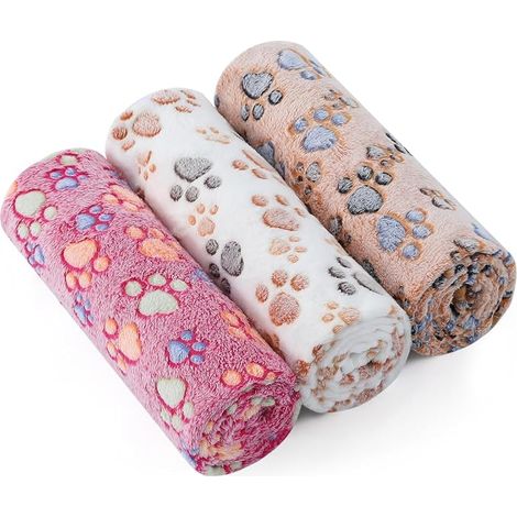 Pack of 3 Fluffy and Washable Fleece Blanket for Dogs, Cats, Sofa/Bed, Suitable for Small and Medium Dogs and Cats, 40 x 60 cm (1/5)