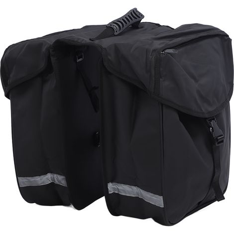 Sacoche de selle arrière de vélo 34L étanche double face avec bandes réfléchissantes pour le cyclisme nocturne, noire (1/5)