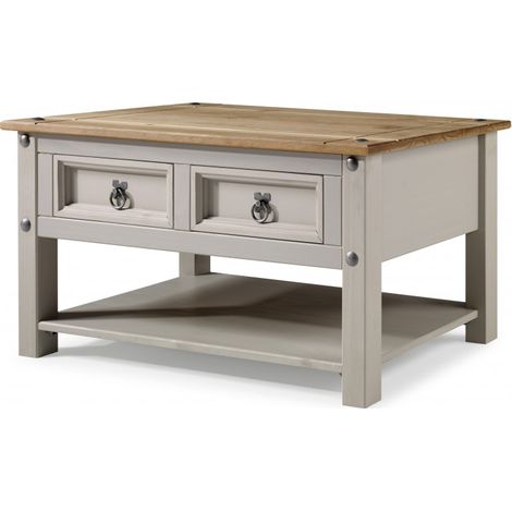 Corona Grey Wax 2 Drawer Coffee Table (1/4)