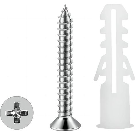 100 Pièces Chevilles pour Plaque de Plâtre, avec Vis M6 x 30mm, Bouchon Mural en Plâtre, pour Montage Mural Creux