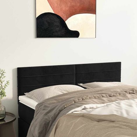 Lot de 2 Têtes de lit Panneau de lit pour Lit adulte Décoration murale Noir 72x5x78/88 cm Velours XRKJY9335731 (1/5)