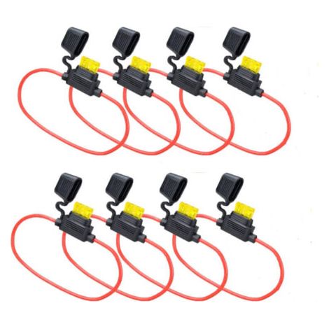Porte-fusibles 12 V, calibre automobile 14 AWG, lot de 8, avec fusible 20 A pour voiture, camion, moto, bateau (1/4)
