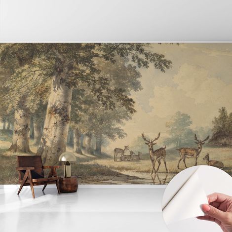Selbstklebend Tapete - abwaschbar - Raumgestaltung Schlafzimmer Wohnzimmer Tapete Waldstille 416x254 cm (1/5)