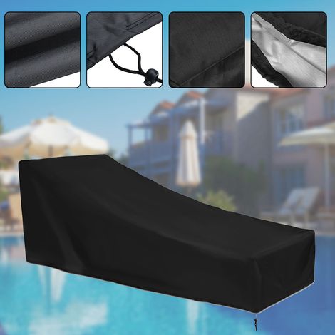 Housse de protection imperméable pour chaise longue pliante extérieure (210D, noir et argenté, anti-rouille)