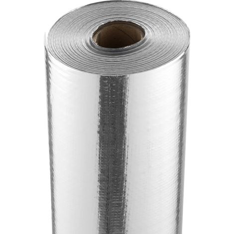 VEVOR Rollo de aislamiento reflectante doble, barrera radiante de tela tejida, 6,5 mil 48" x 250 pies, protector reflectante de calor de tela tejida de PE de papel de aluminio, rollo de aislamiento te