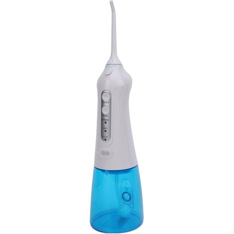 Hydropulseur buccal portable avec réservoir de 300 ml, étanche IPX7, 3 modes de nettoyage des dents sans fil, idéal pour la maison, le bureau et les voyages (blanc). (1/5)
