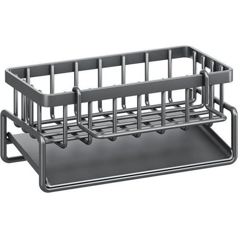 Almacenamiento y organización de cocina, organizador de fregadero con bandeja de drenaje automático para soporte de esponja, soporte de toalla, excelentes accesorios de baño - Negro. (1/4)