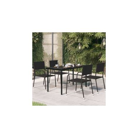 Table à dîner de jardin Noir 140x70x74 Acier et verre (1/5)
