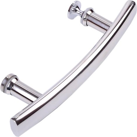 Duschtürgriff aus poliertem Edelstahl, Badezimmer-Glastür-Haltegriff, Knauf, Handtuchhalter, silberfarben, Push-Pull-Türgriff, Loch-zu-Loch-Mitte 145mm (1/5)