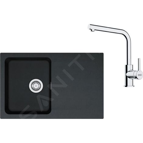 Franke - Set de cuisine T111Č, évier en tectonite OID 611-78 + robinet FN 3230.031, noir / chrome 143.0687.313 (1/4)