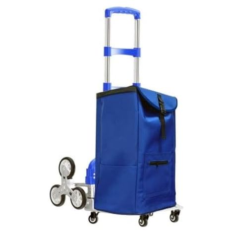 Sac de courses pour chariot d'escalier, capacité de 42 l, doublé avec doublure isolante, en tissu Oxford 600D robuste, pliable et léger, idéal pour le shopping, le camping et le linge (bleu) (1/5)