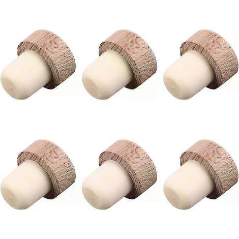 Bouchons en bois pour bouteilles de vin et autres boissons, lot de 6, décoratifs et réutilisables. (1/5)