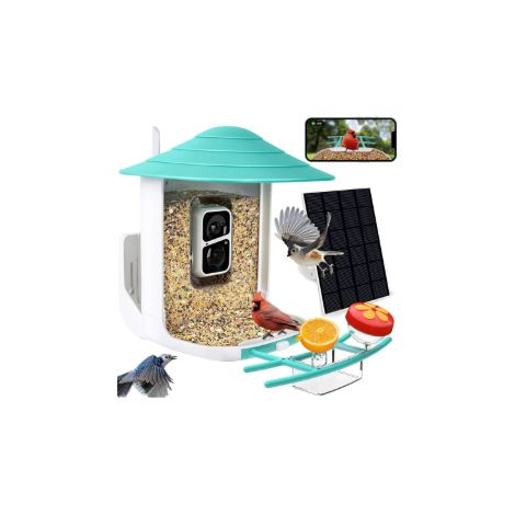 Vogelfutterhaus mit Kamera, Vogelfutterhaus mit Multifunktionsständer, kabellose WLAN-Kamera + IP65 wasserdichtes Solarpanel, automatische Bild-/Videoaufnahme zur Vogelbeobachtung (1/5)