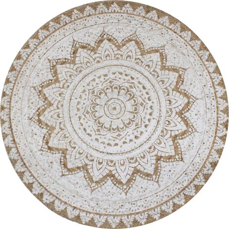 Teppich Jute Geflochten Bedruckt 150 cm Rund