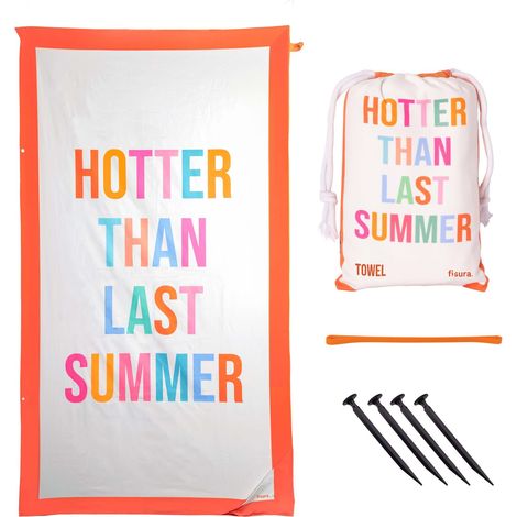Fisura – Asciugamano da spiaggia grande Hotter Than Last Summer. Asciugamano in microfibra leggera per piscina, spiaggia, campeggio o picnic. Anti sabbia. Asciugatura rapida. Regalo originale. 180 x (1/5)