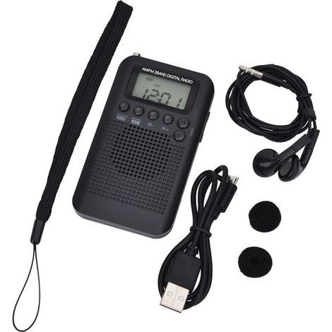 Portable FM/AM digital stereo DSP radio – High-quality reception of up to 58 stations – USB and AAA battery powered – Headphone compatible (1/5)