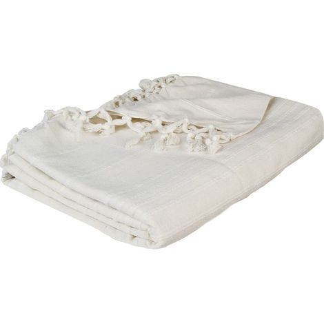 Jeté de lit 160x220 ivoire coton (1/3)