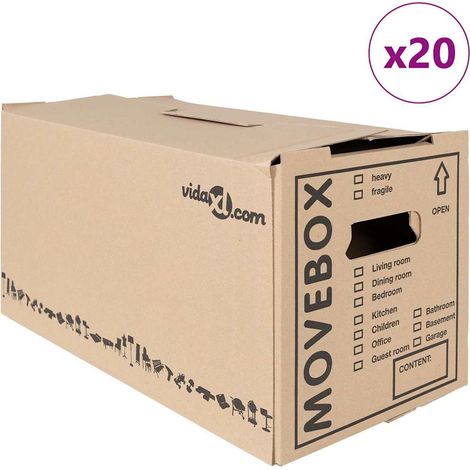 Boîte de Déménagement 20 pcs Marron 59 x 31.5 x 31.5 cm Carton CFW819425 (1/5)