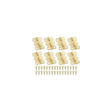 Mini Charnières pour Boîtes à Bijoux 24mm, 8 Pcs 180 Degré Mini Charnières Papillon avec 32 Vis pour Armoire, Boîte en Bois, Tiroir, Artisanat, Doré